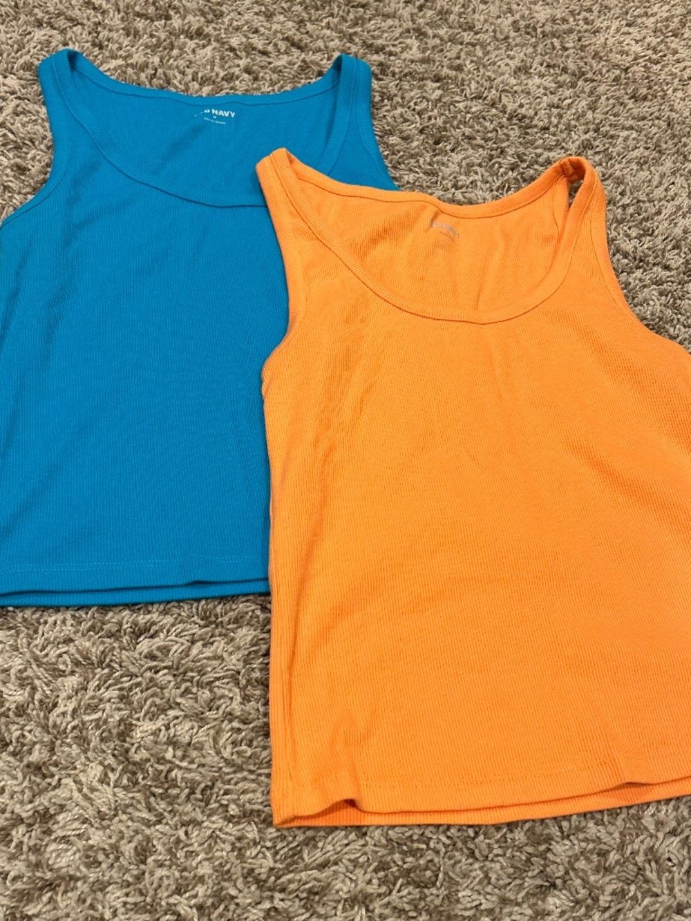 Old Navy Ribbed Cropped Tank Tops Bundle Size Medium Blue & Orange